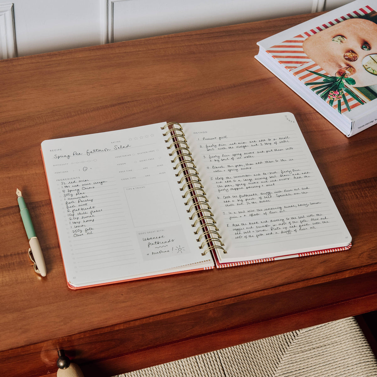 Hardcover Spiral Guided Recipe Journal - Eat Well