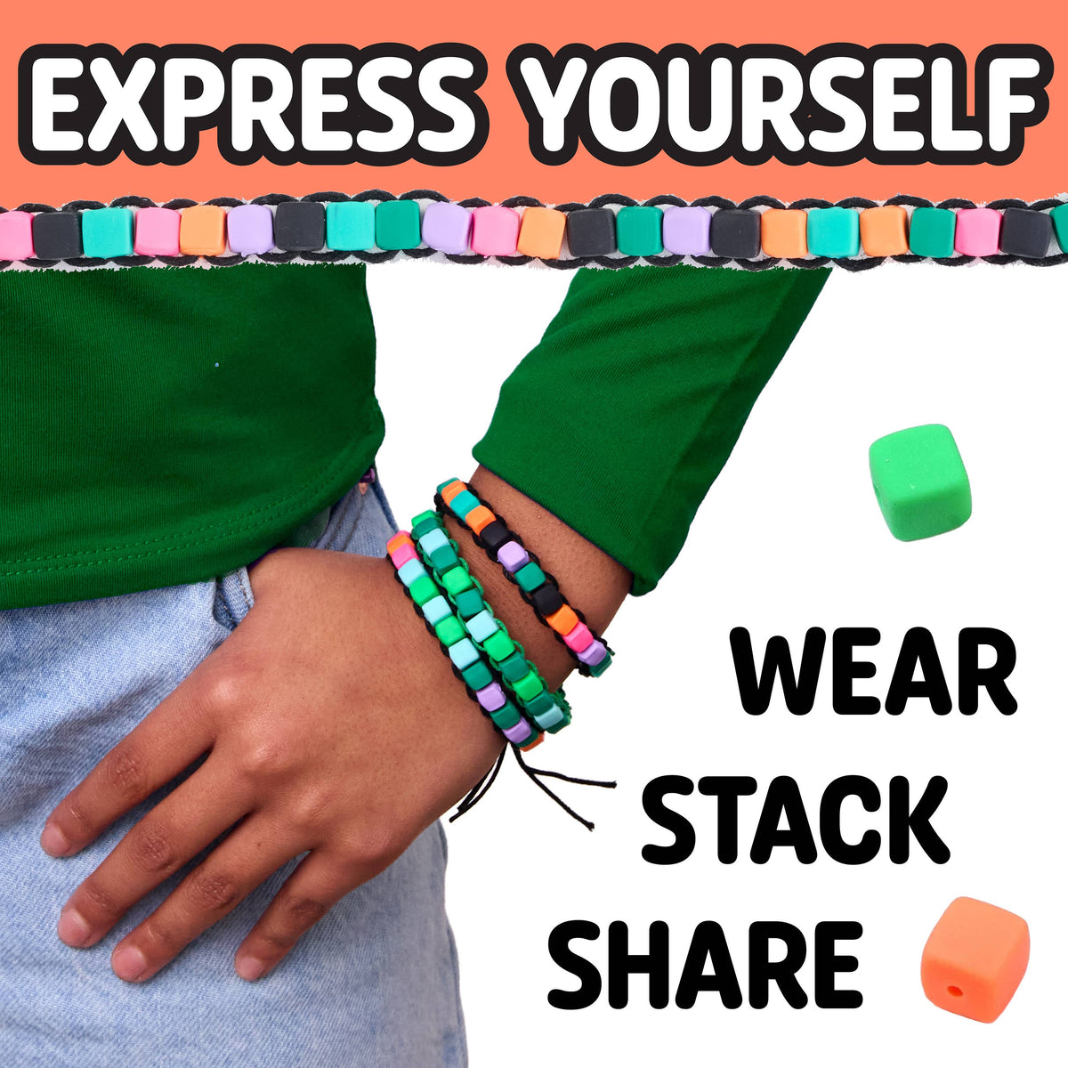 Woven Cube Bracelets craft kit for kids
