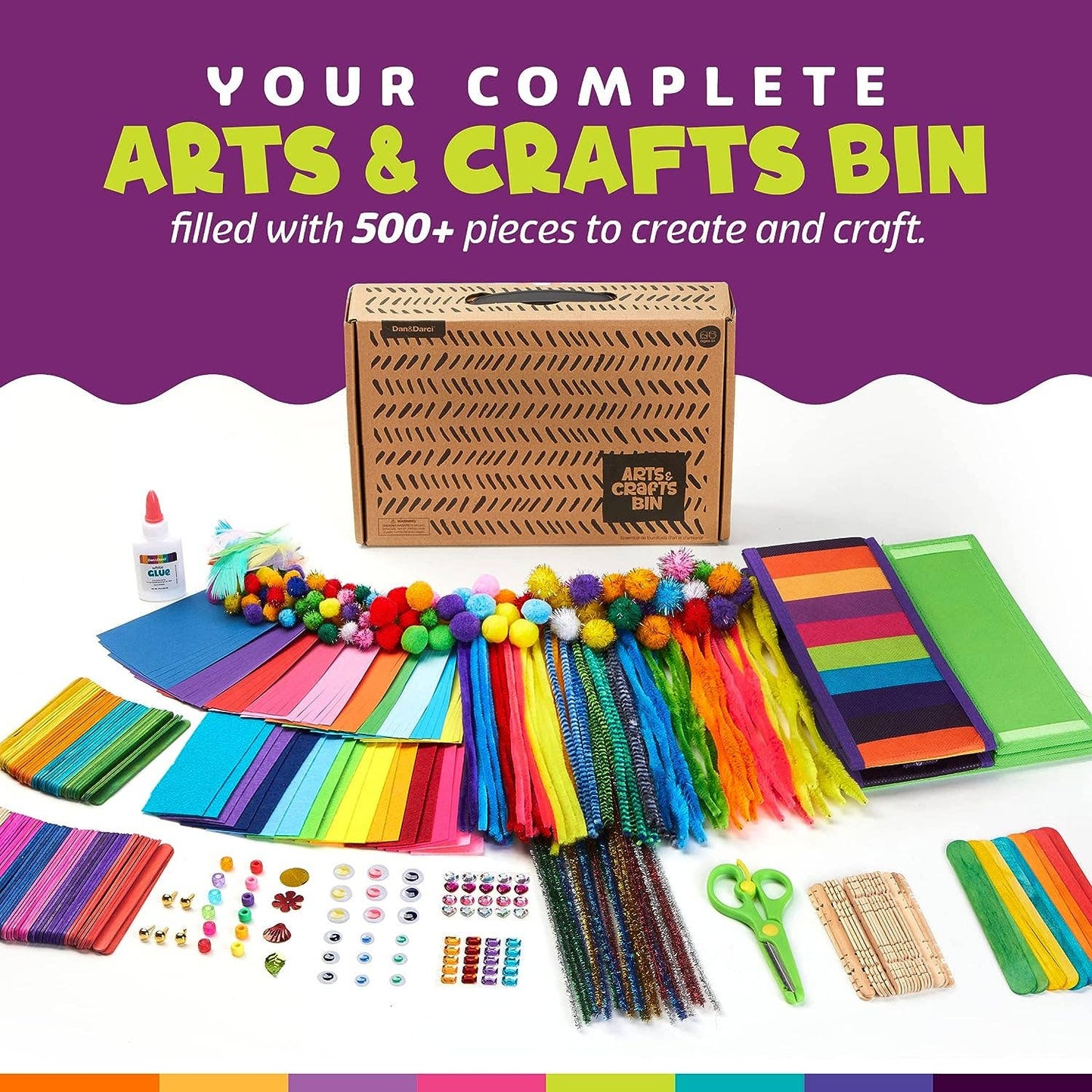 Arts & Crafts Supplies Kit  - with Storage Bin