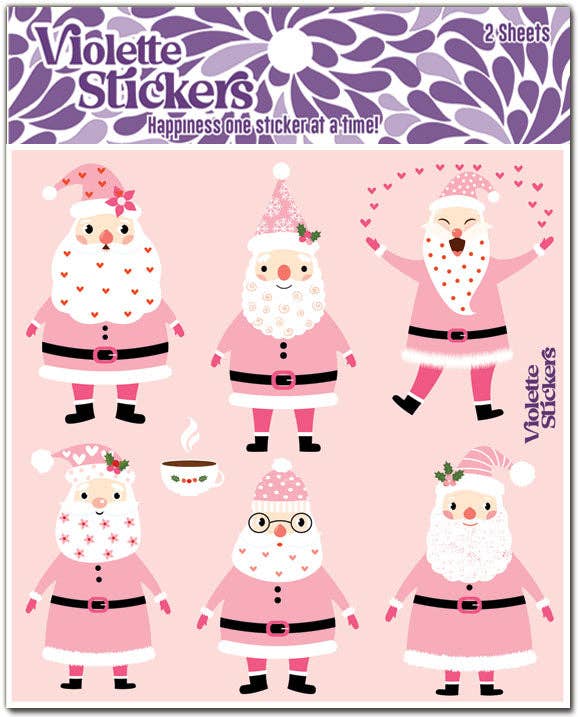 Pink Santa Stickers