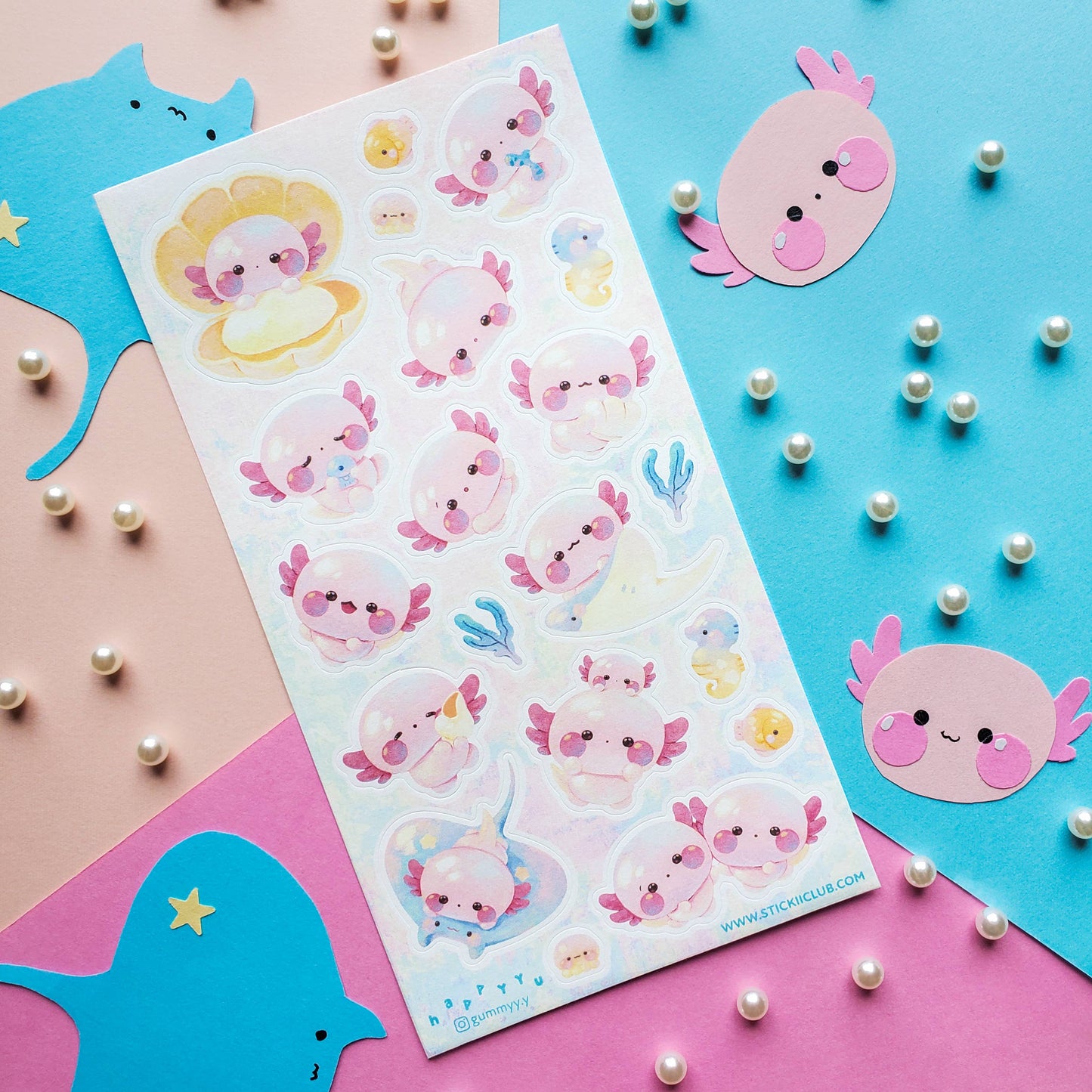 Adorable Axolotls Sticker Sheet
