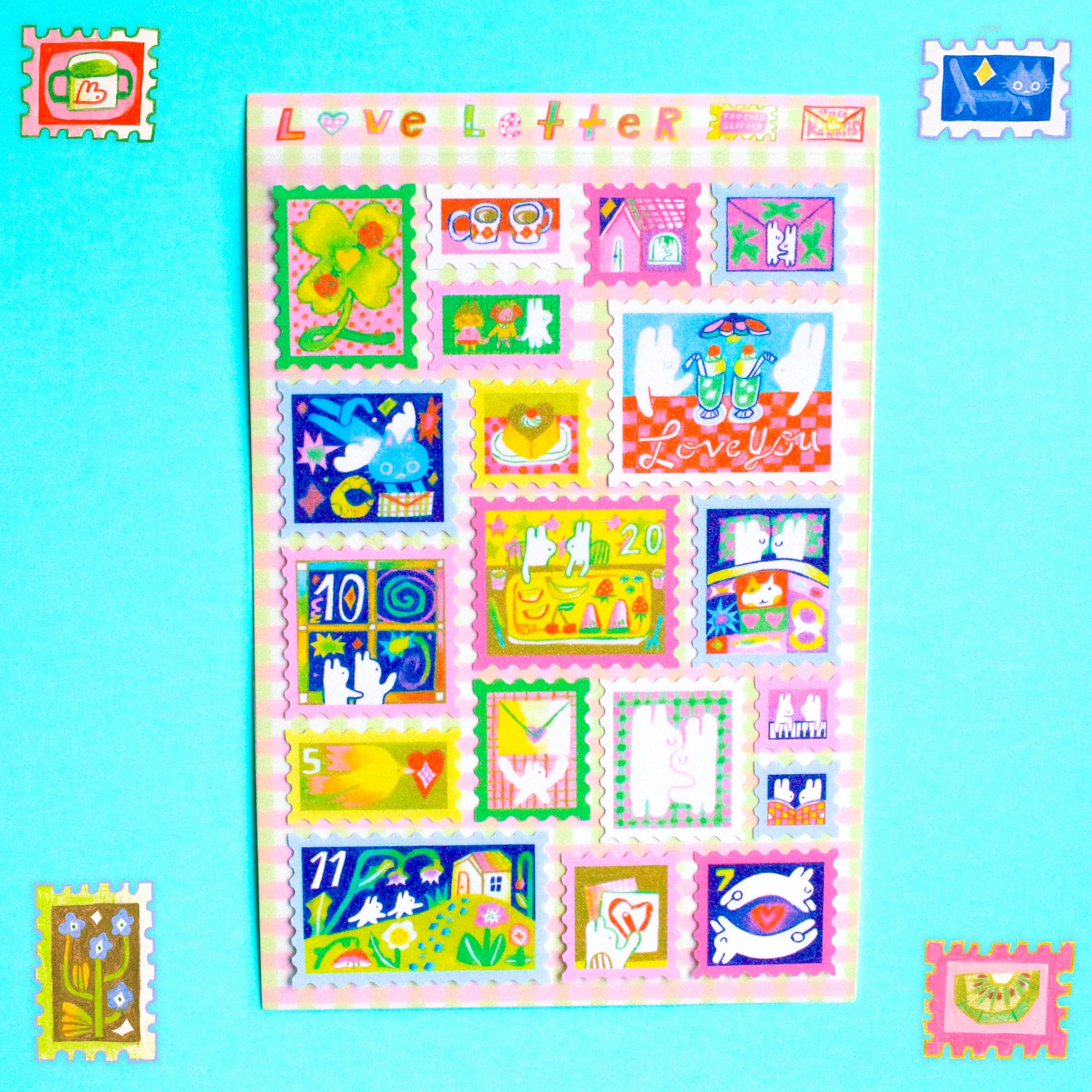 Love Letter Stamp Sticker Sheet