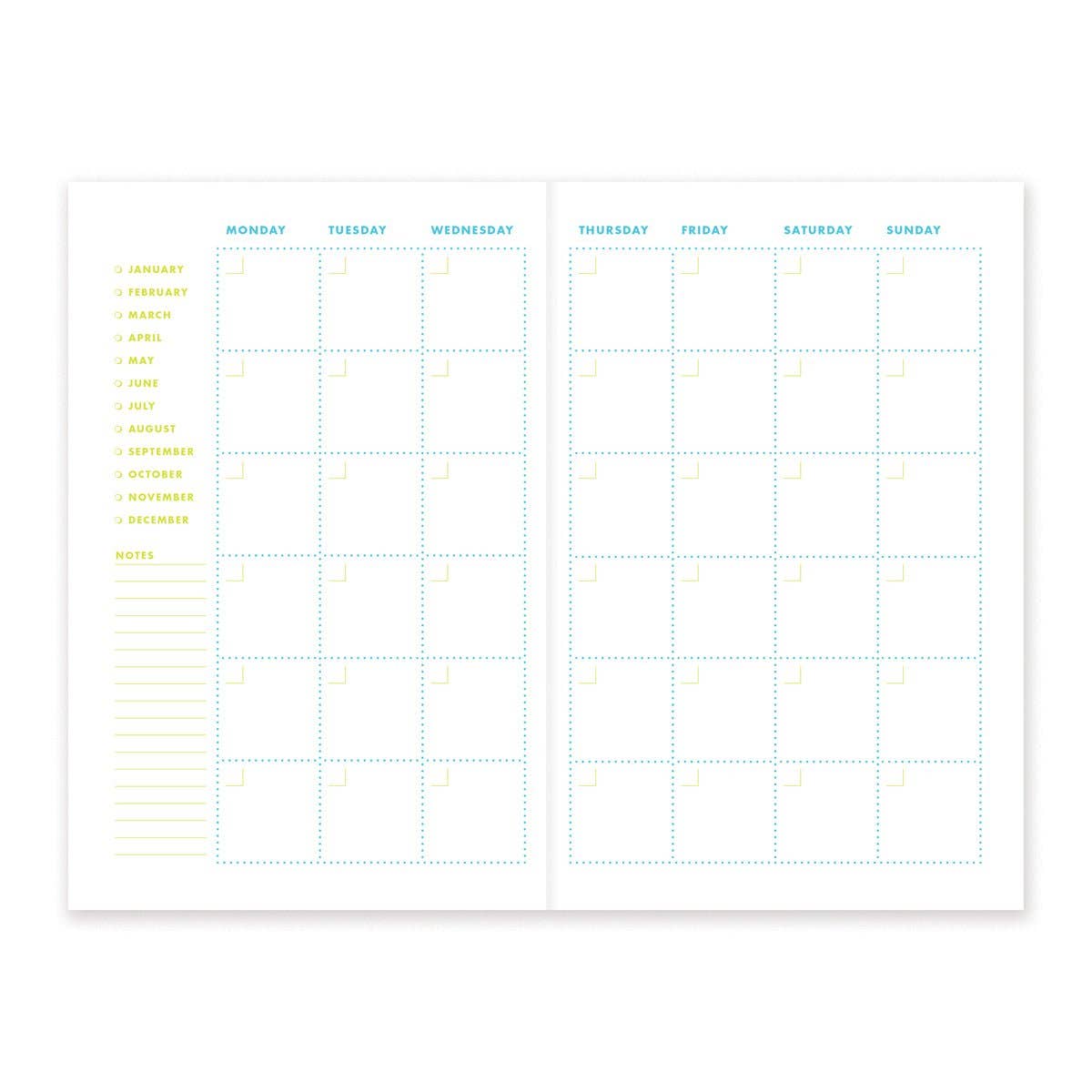 Undated Perpetual To-Go Calendar: Lemon Lime