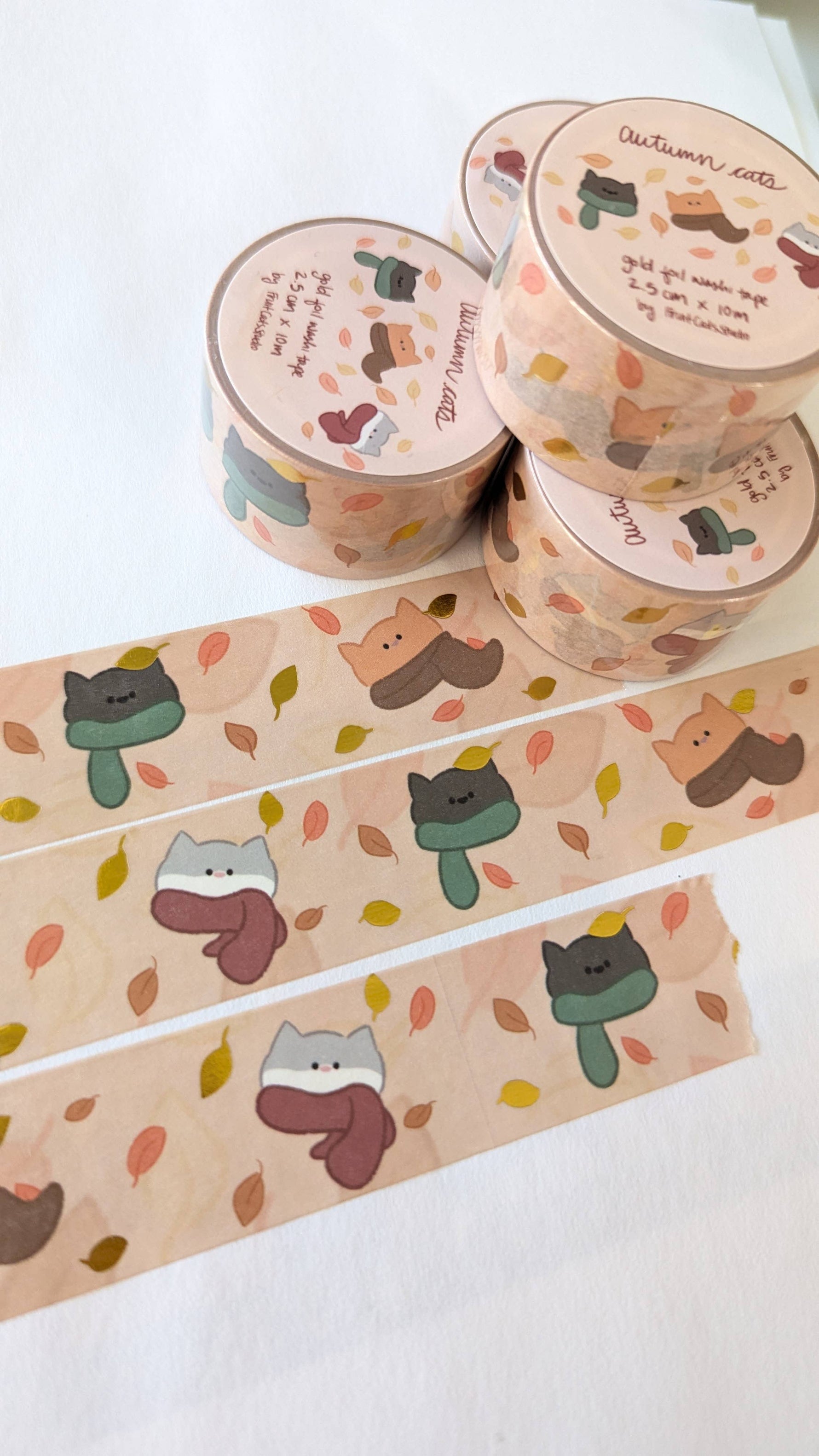 Cozy Cats Gold Foil Washi Tape