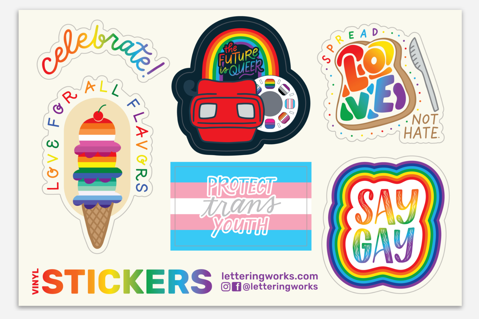 LGBTQ+ Pride Vinyl Sticker Sheet