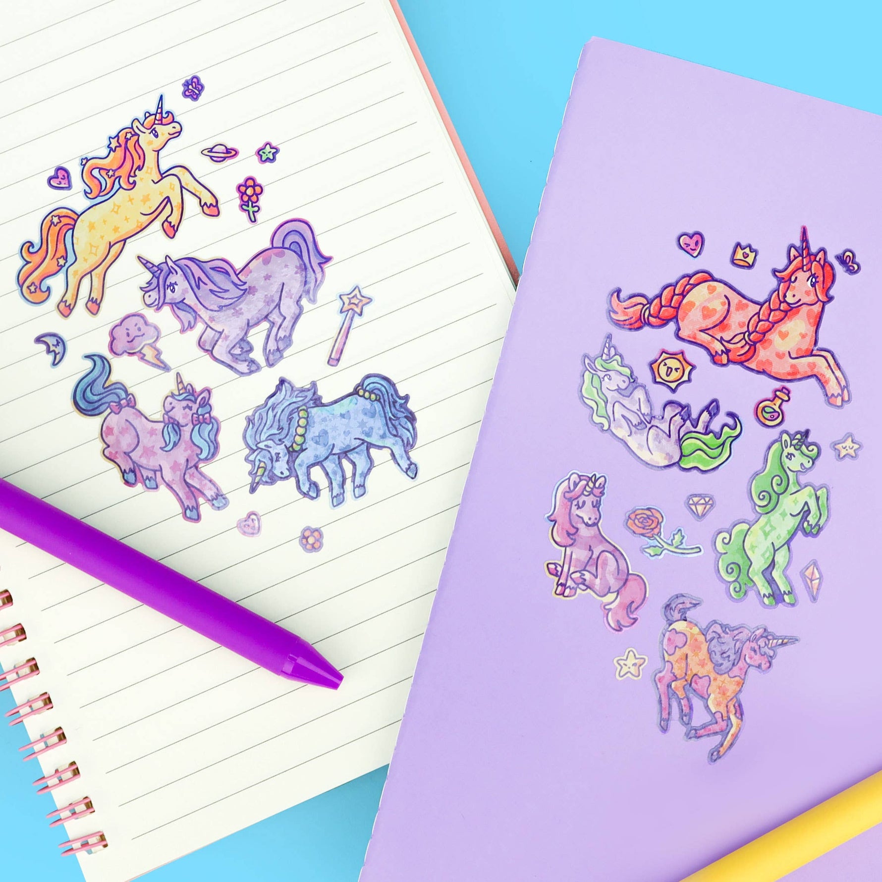 Magical Unicorns Rainbow Mythical Glitter Sticker Sheet