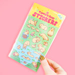 Funny Capybara Springtime Animal Cute Glitter Sticker Sheet