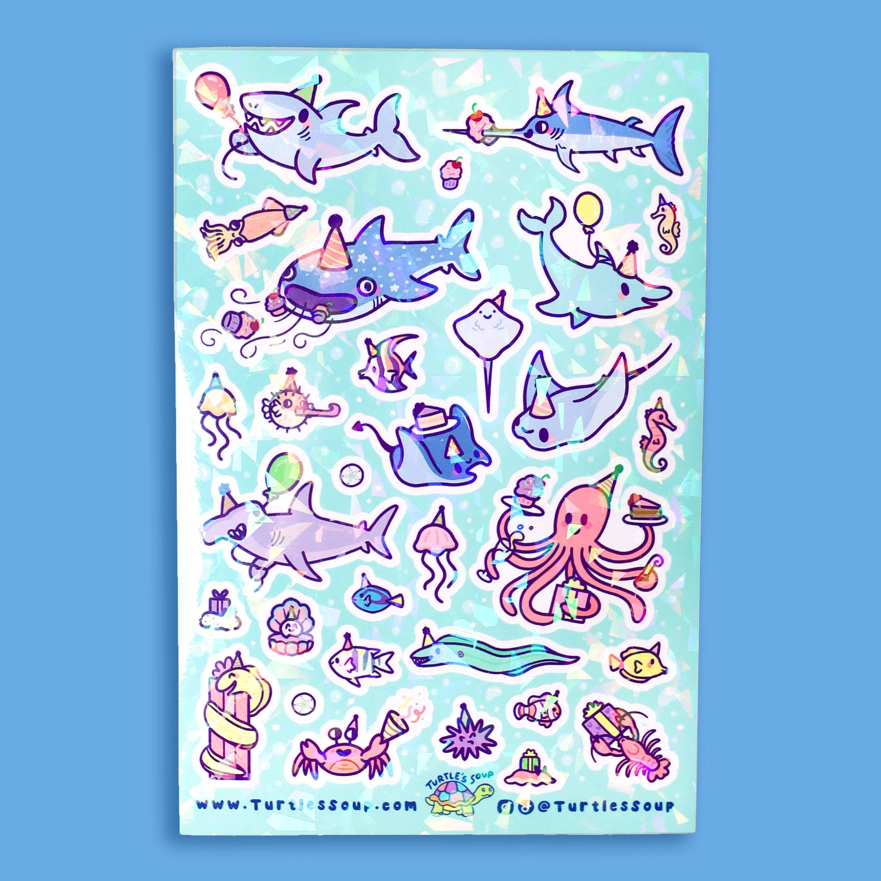 Ocean Birthday Party Glitter sticker sheet