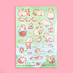 Funny Capybara Springtime Animal Cute Glitter Sticker Sheet