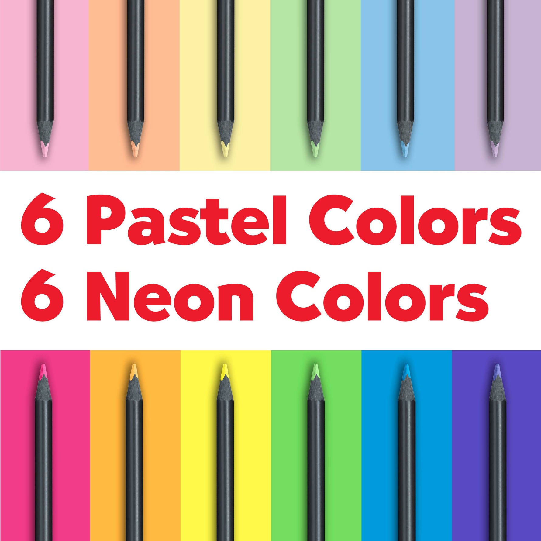 Super Soft Black Edition Colored Pencils, Neon & Pastel 12Ct