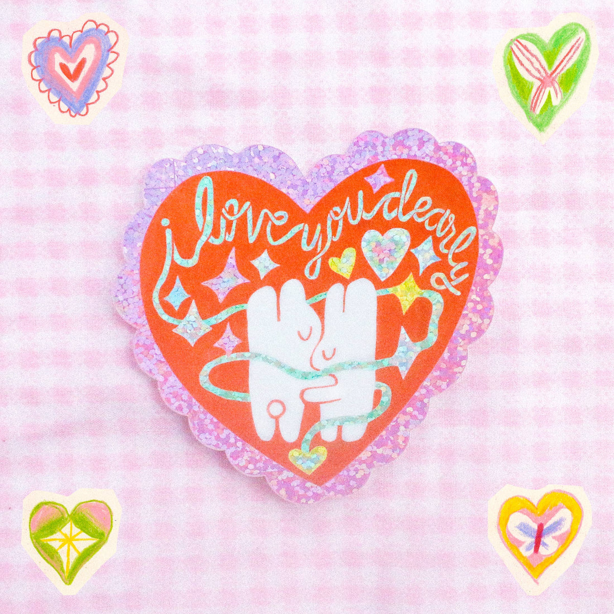 I Love You Dearly Glitter Vinyl Sticker