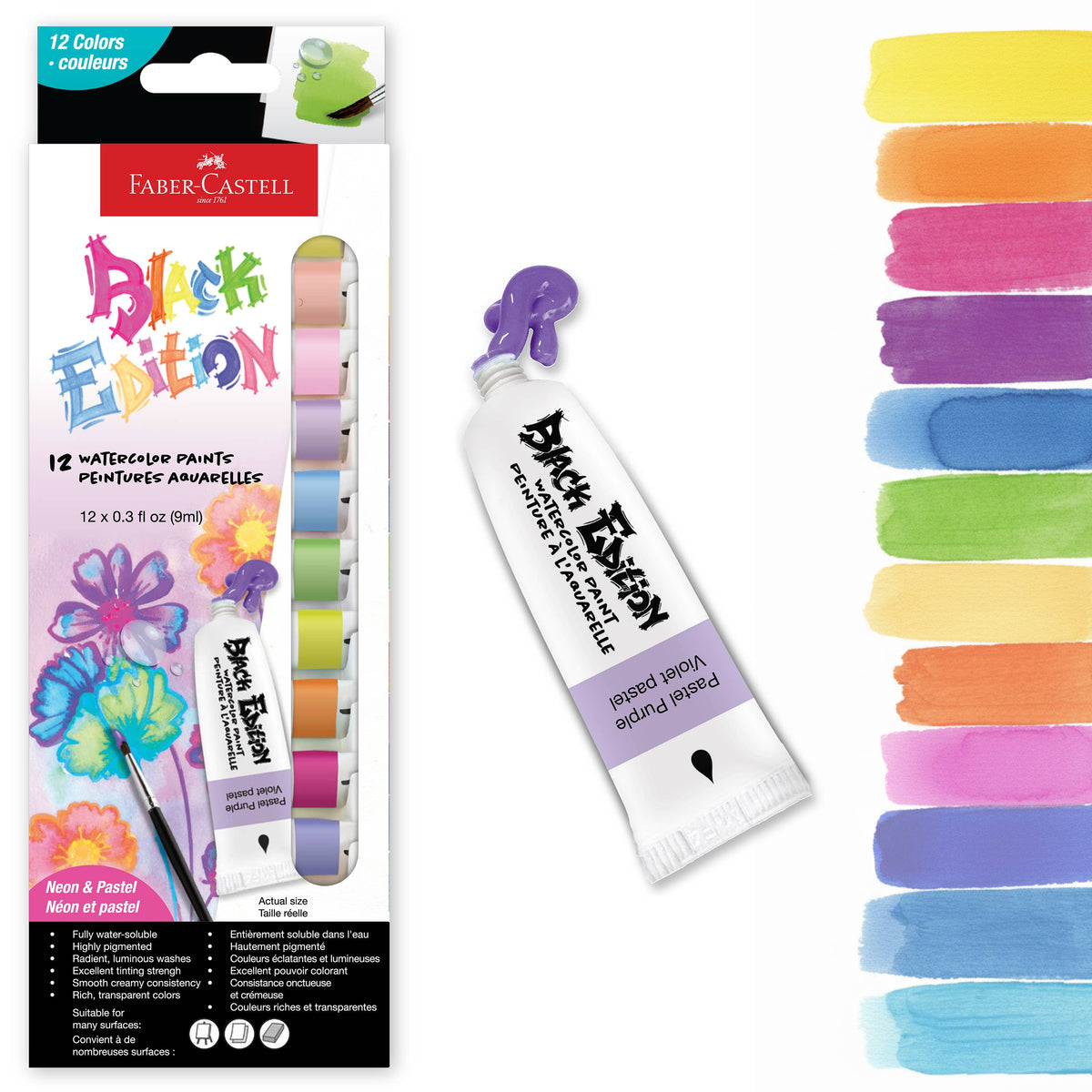 12 Ct Watercolor Liquid Paint Tubes, Pastel