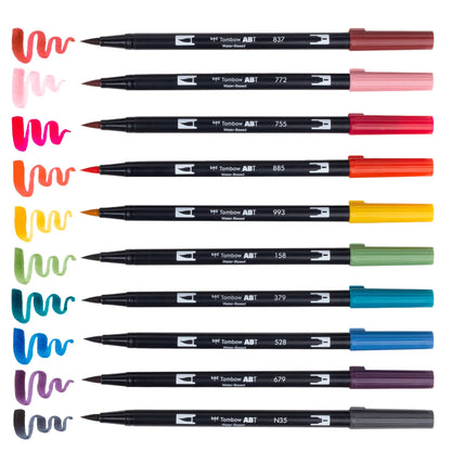 Dual Brush Pen Art Markers 10-Pack, Nineties
