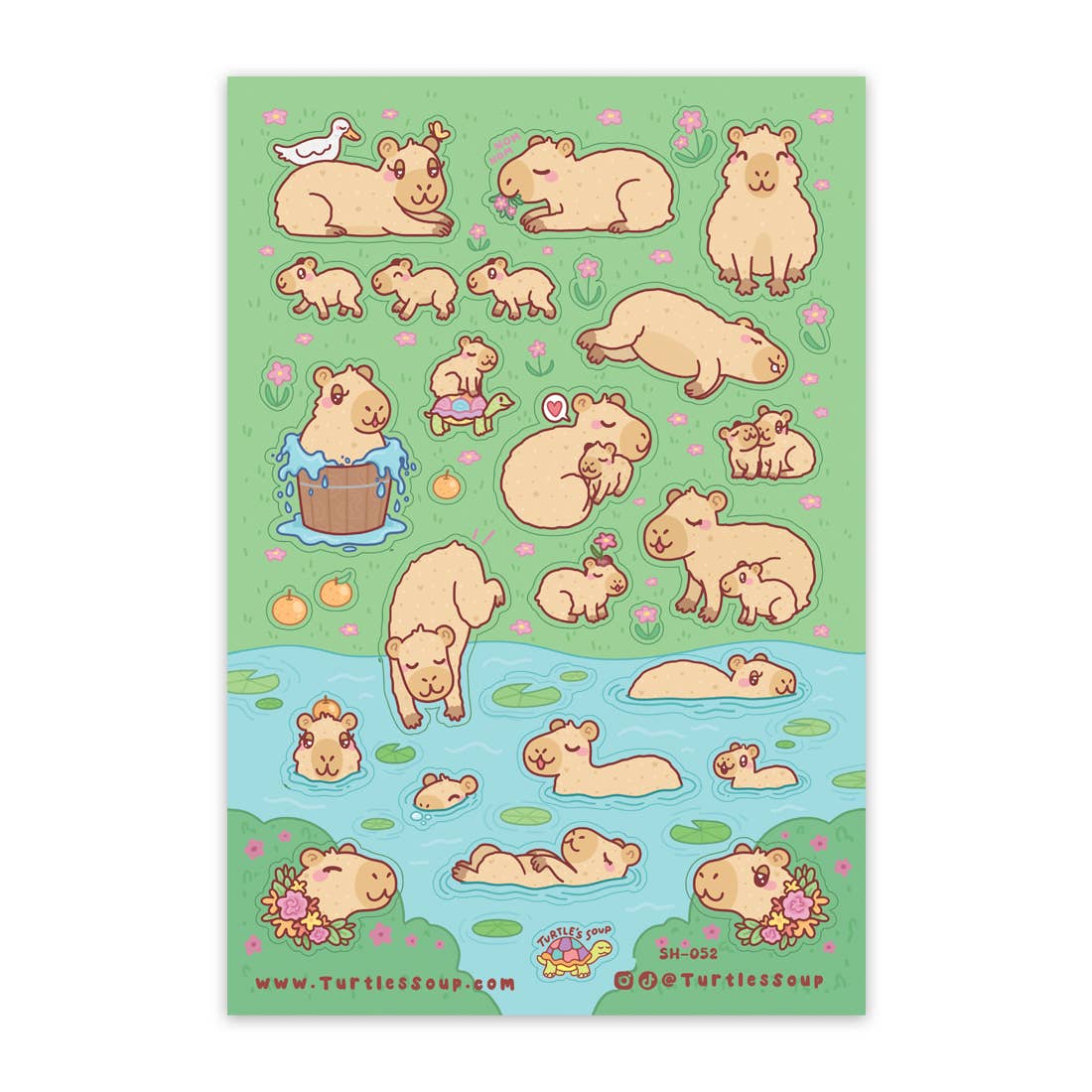 Funny Capybara Springtime Animal Cute Glitter Sticker Sheet