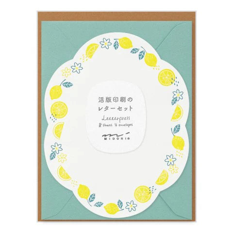 Letterpress Die-cut Lemon Stationery Set