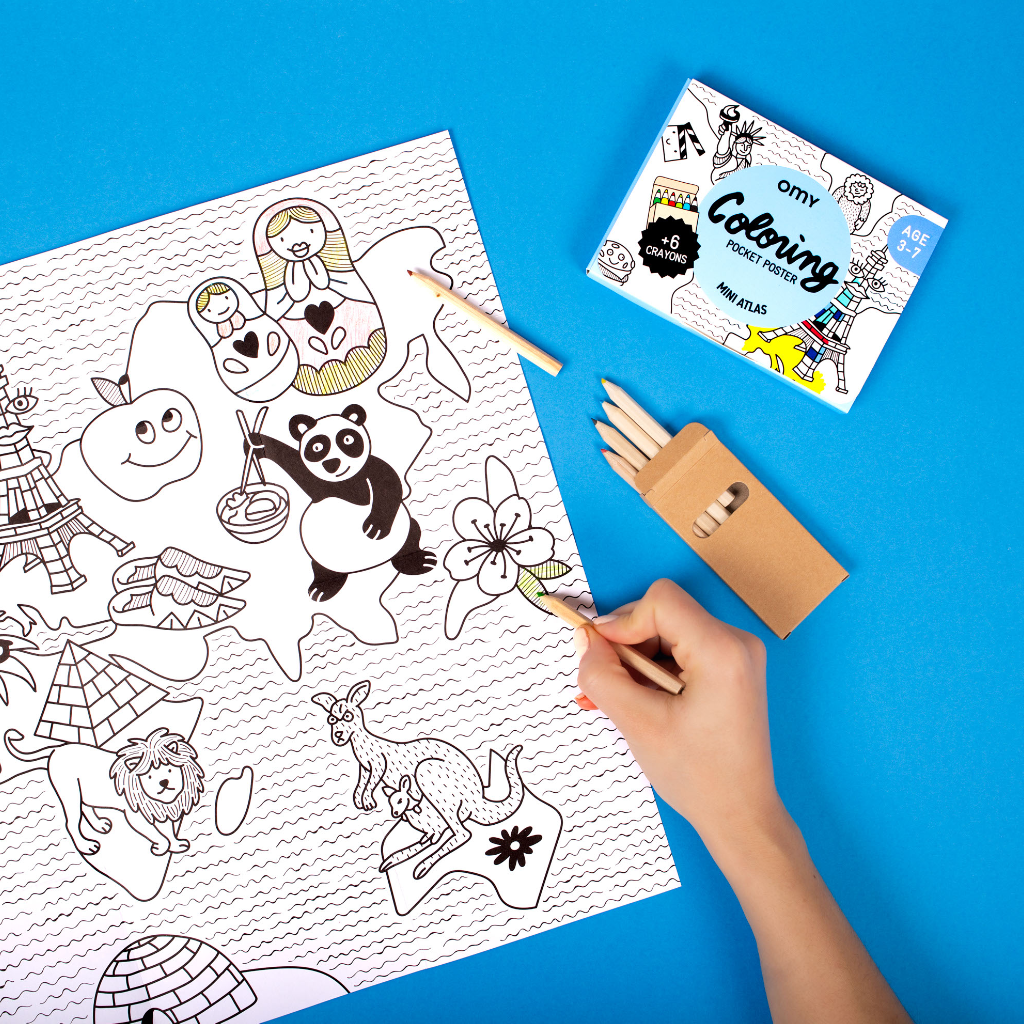 Omy Coloring Pocket Poster- World Atlas
