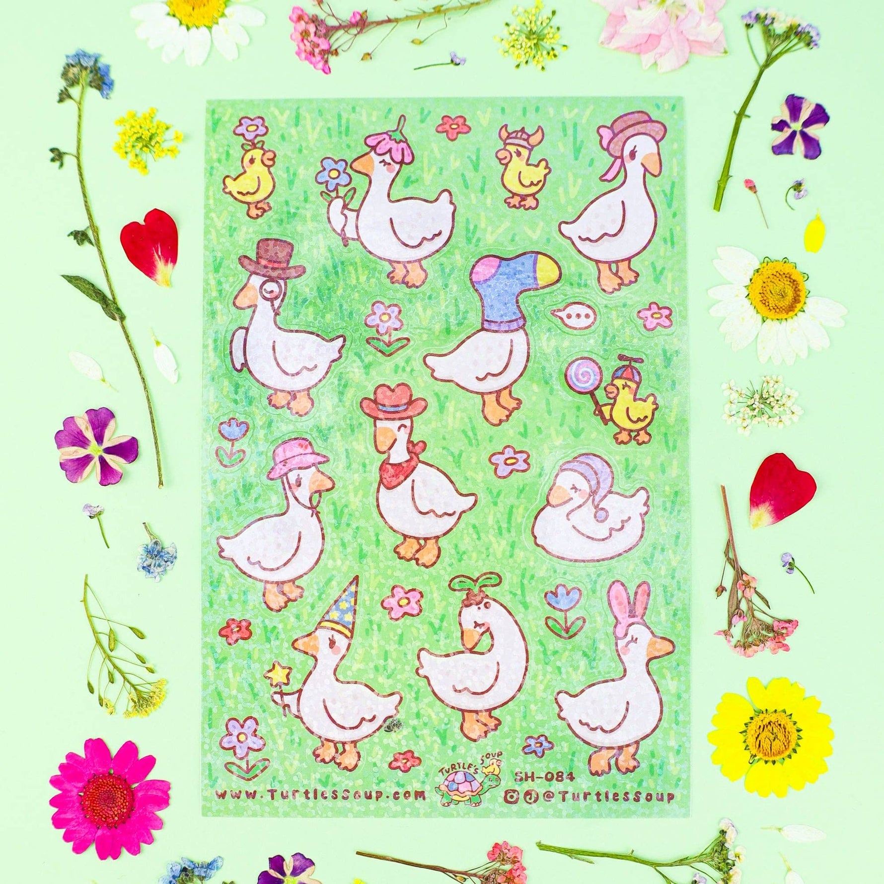 Ducks with Hats Glitter Sticker Sheet
