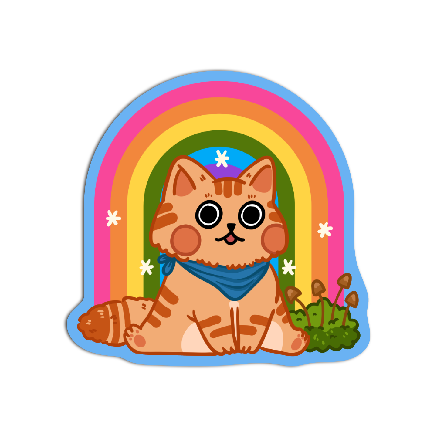 Kawaii Rainbow Dazed Cat vinyl stickers