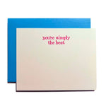 You're Simply The Best Boxed Set of 6 Letterpress Cards