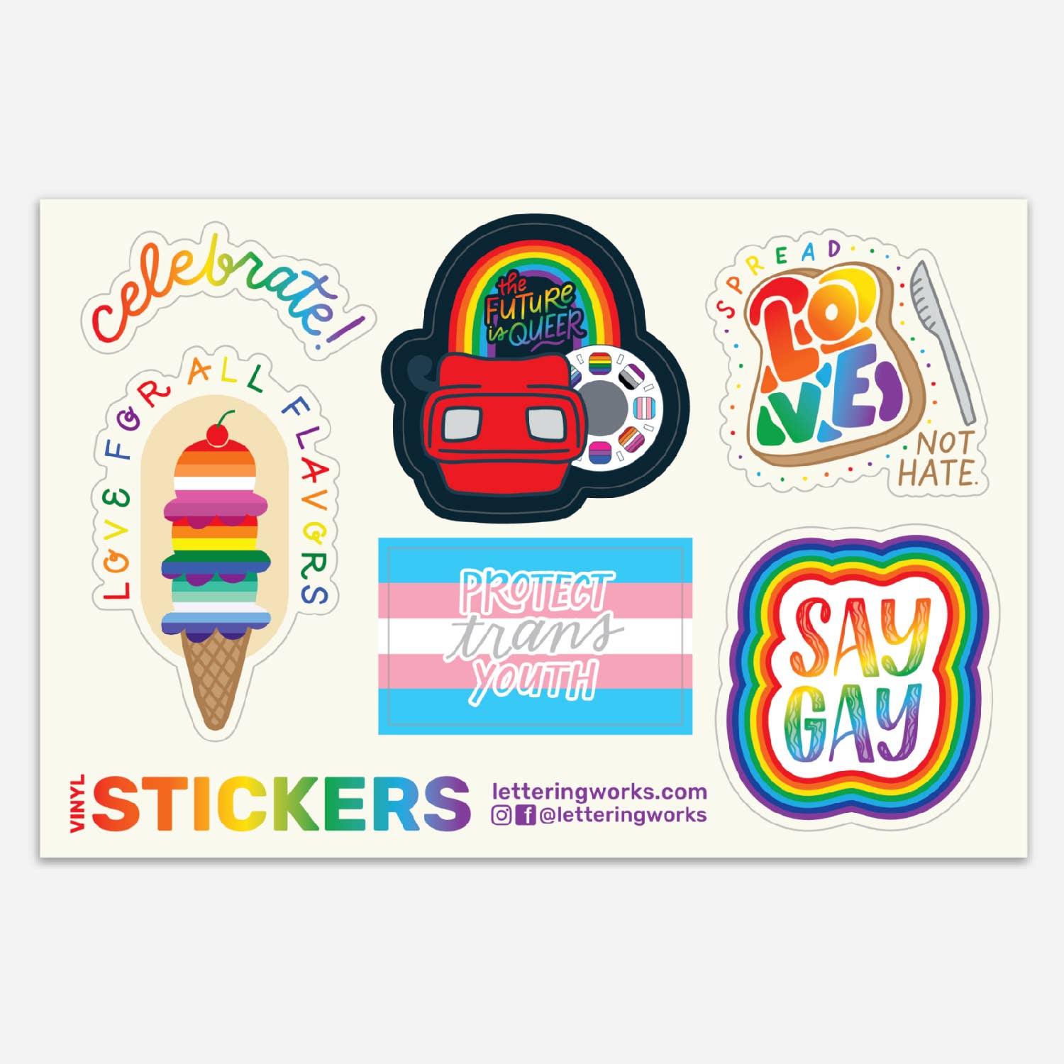 LGBTQ+ Pride Vinyl Sticker Sheet