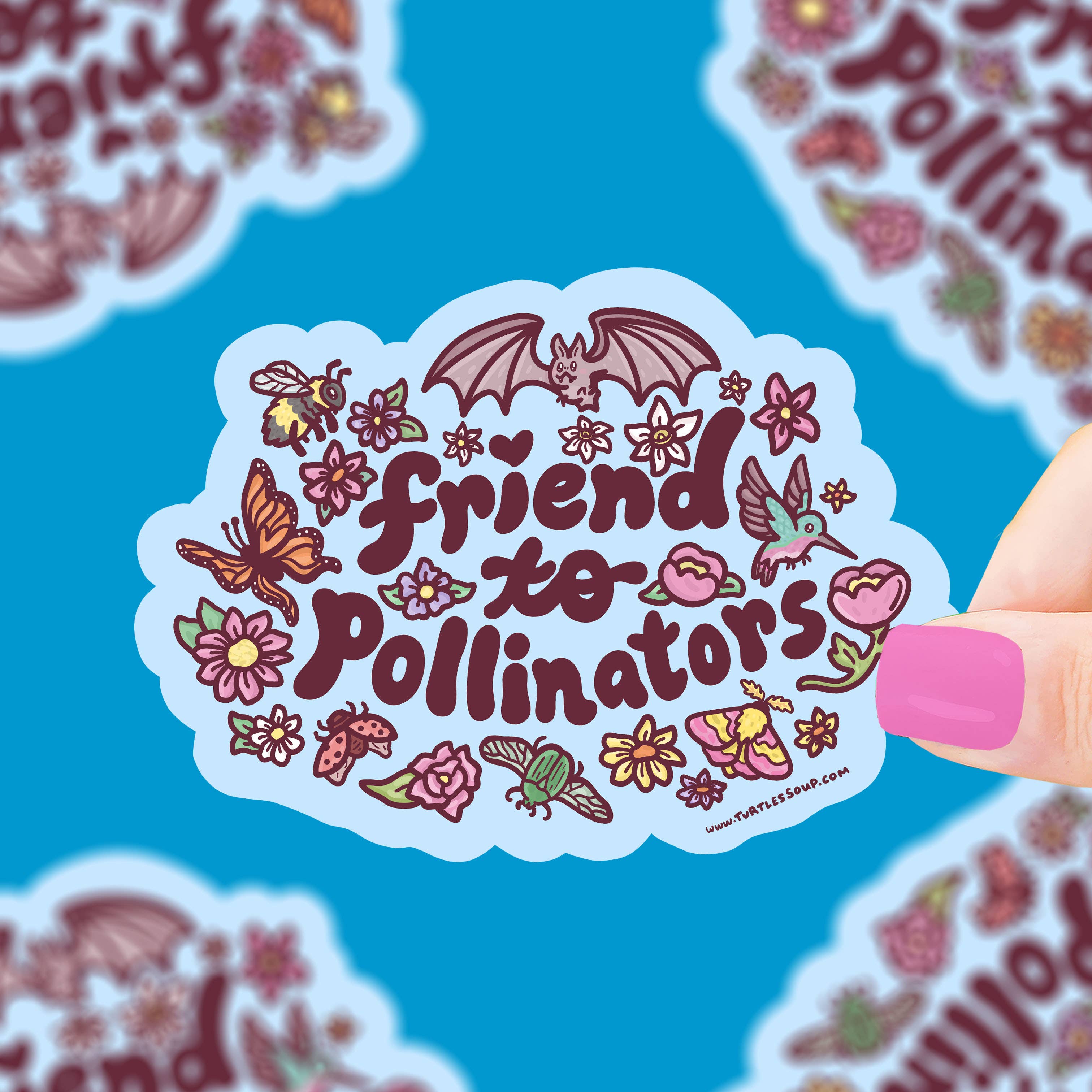 Friend to Pollinators Bee and Bat Vinyl Sticker