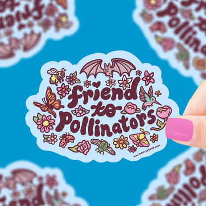 Friend to Pollinators Bee and Bat Vinyl Sticker