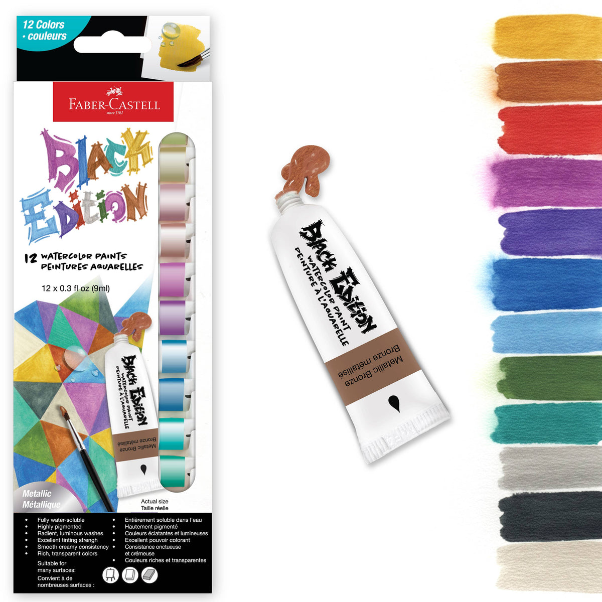 12 Ct Watercolor Liquid Paint Tubes, Metallic