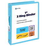 3 Ring 1” Binder Clear View Cover: Assorted Colors