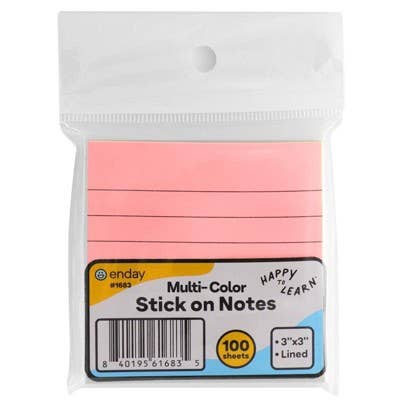 Multicolor Lined Sticky Notes 3" X 3"