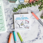 Dinos, Dragons, Diggers, and Dogs Coloring Book for Kids & Adults