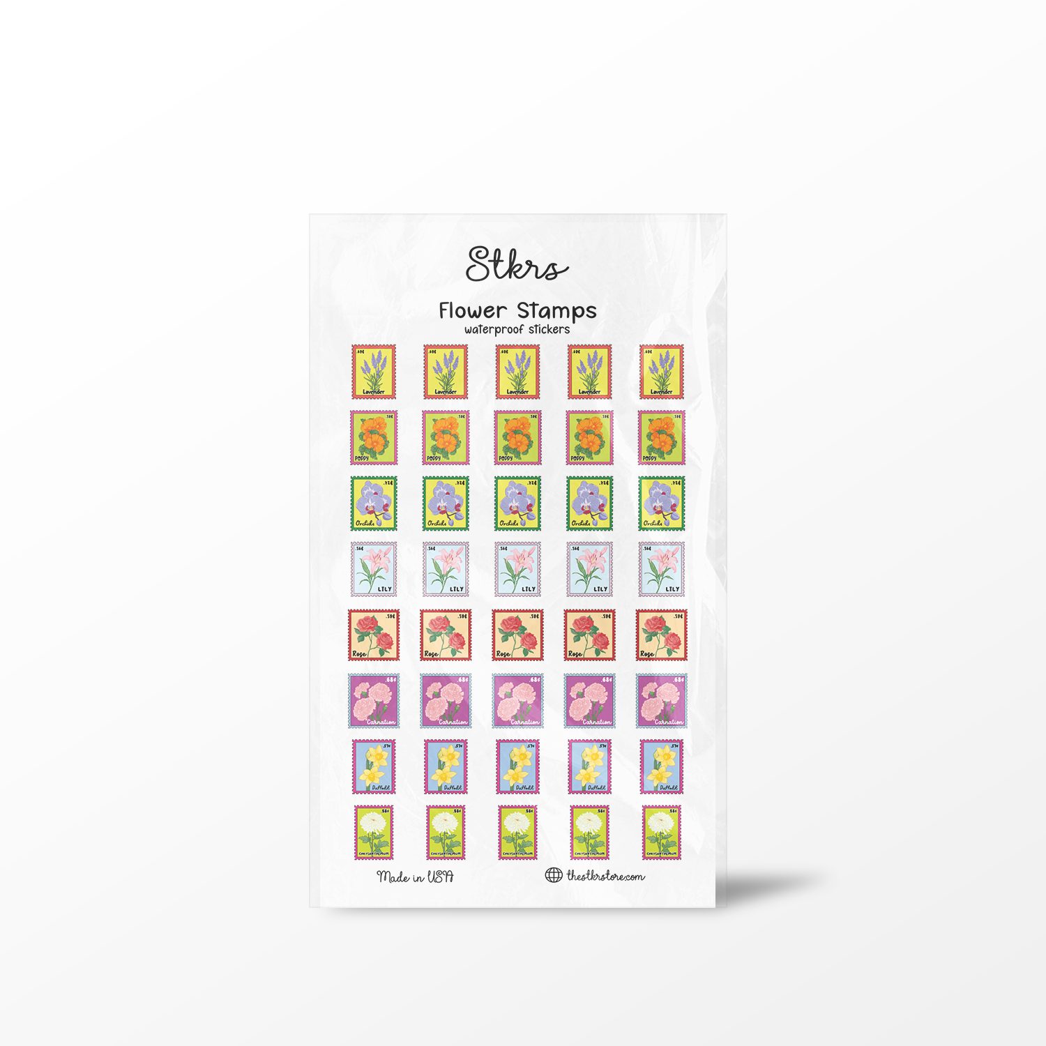 Flower Stamp Sticker Sheets