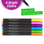 Felt Tip Brush Pen Markers 6, Neon