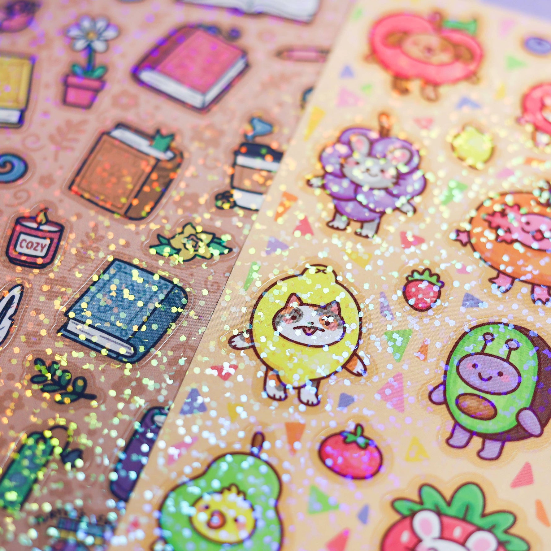 Ducks with Hats Glitter Sticker Sheet
