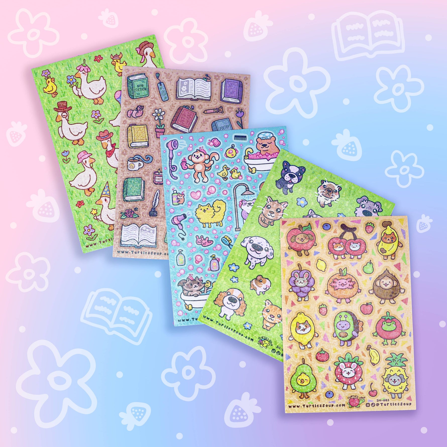 Ducks with Hats Glitter Sticker Sheet