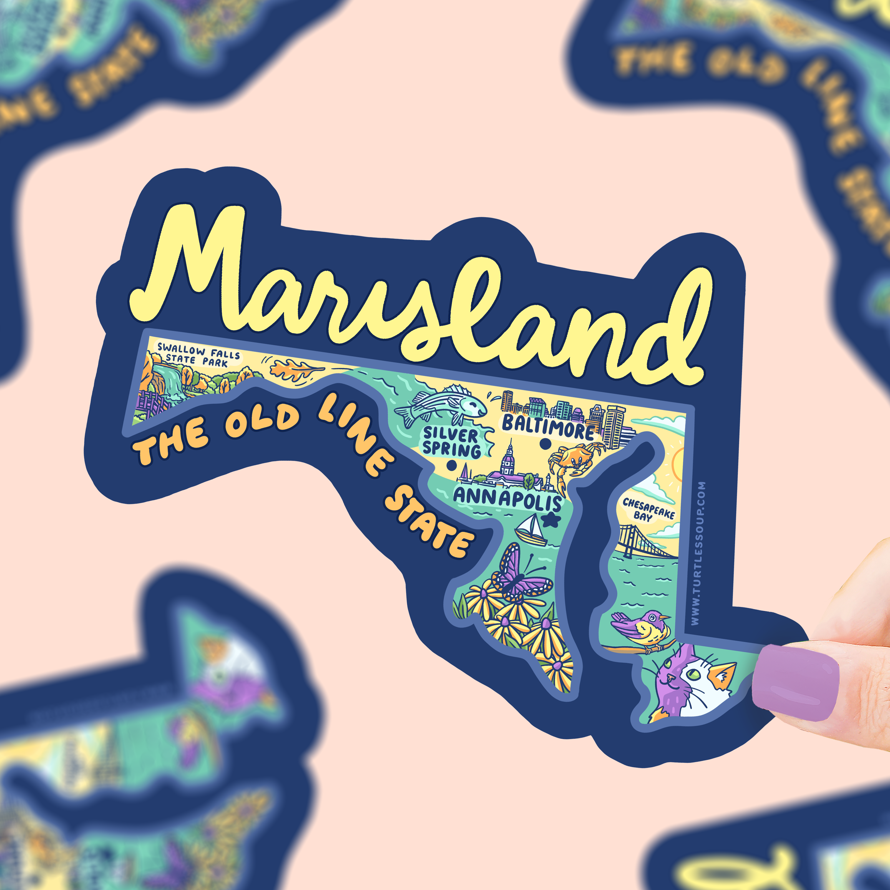 Maryland Old Line State Map - Car Decal vinyl sticker
