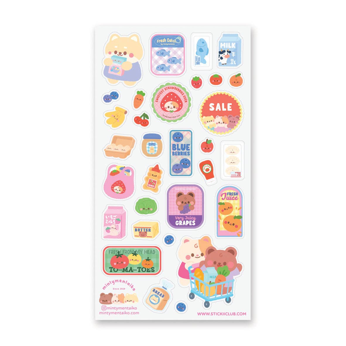 Kawaii Grocery Run Sticker Sheet