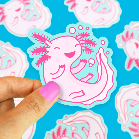 Pink Axolotl - Amphibian Cute Animal Vinyl Sticker