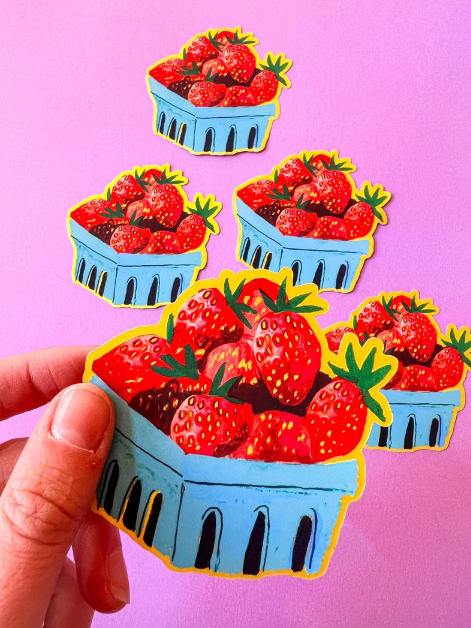Strawberry Basket vinyl sticker