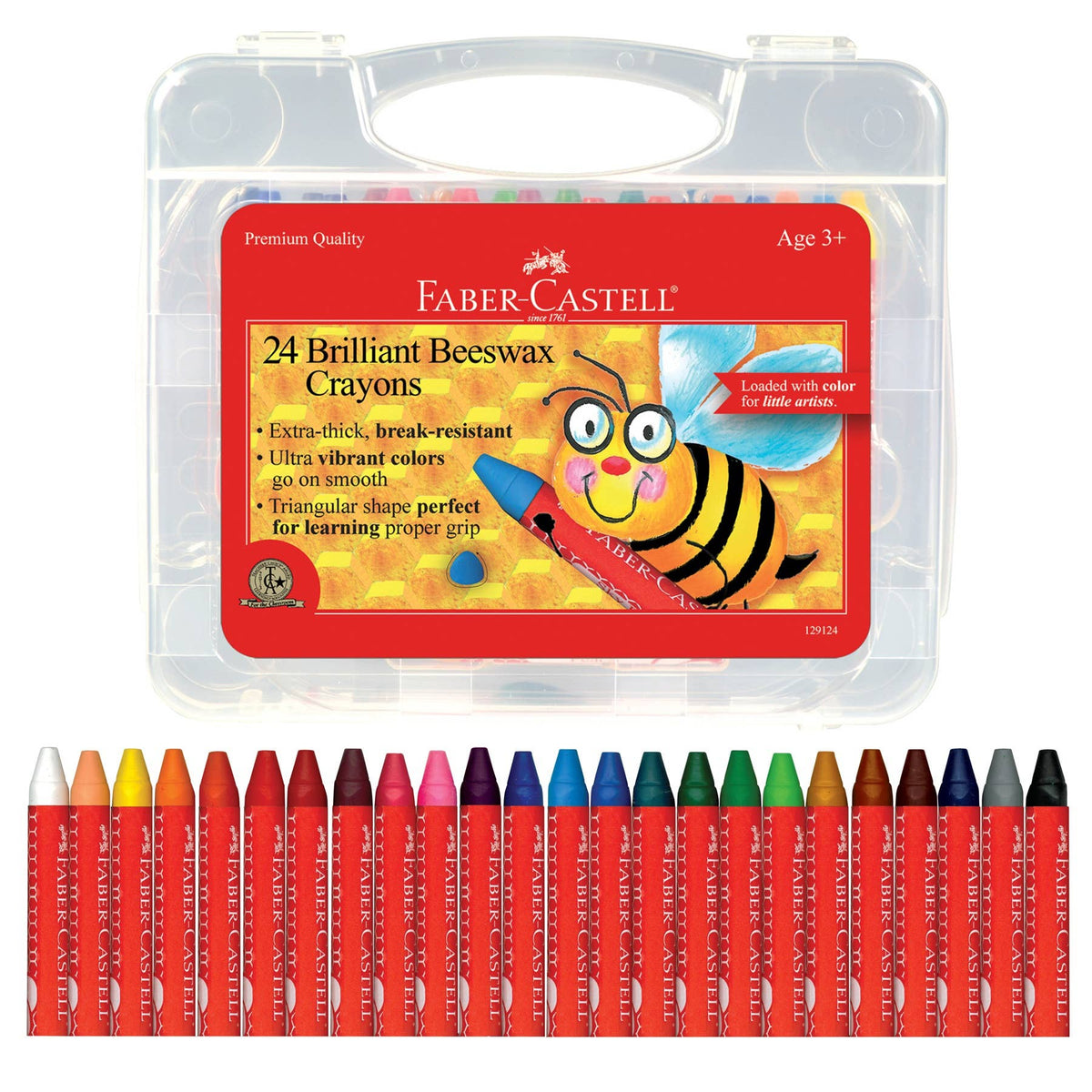 24 Brilliant Beeswax Crayons in Storage Case for Kids