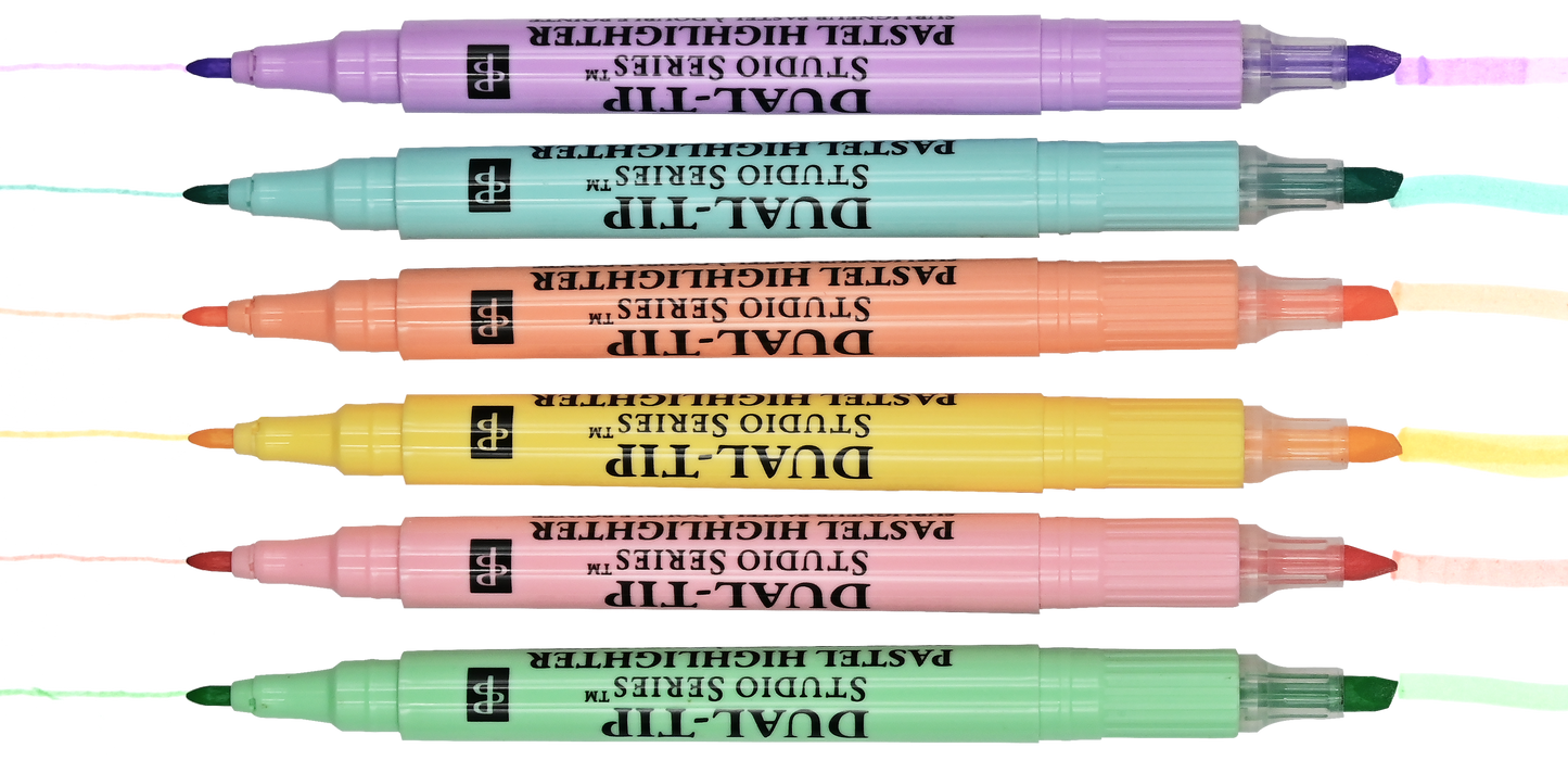 Dual-Tip Pastel Highlighters (Set of 6)
