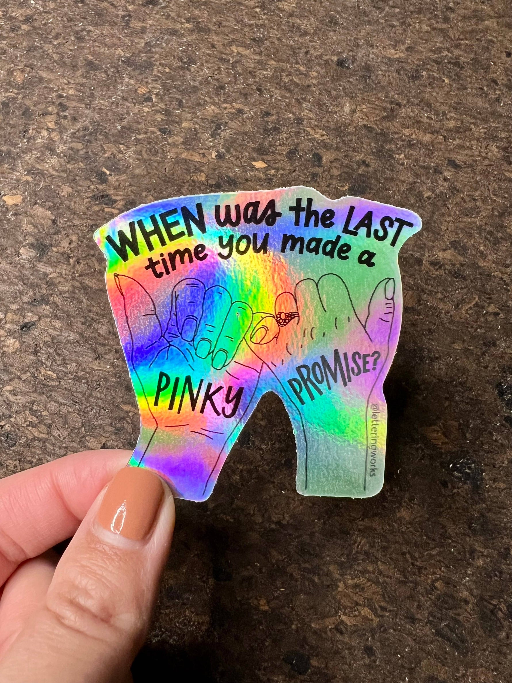 Pinky Promise Holographic Vinyl Sticker