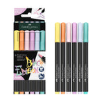 Felt Tip Brush Pen Markers 6, Pastel