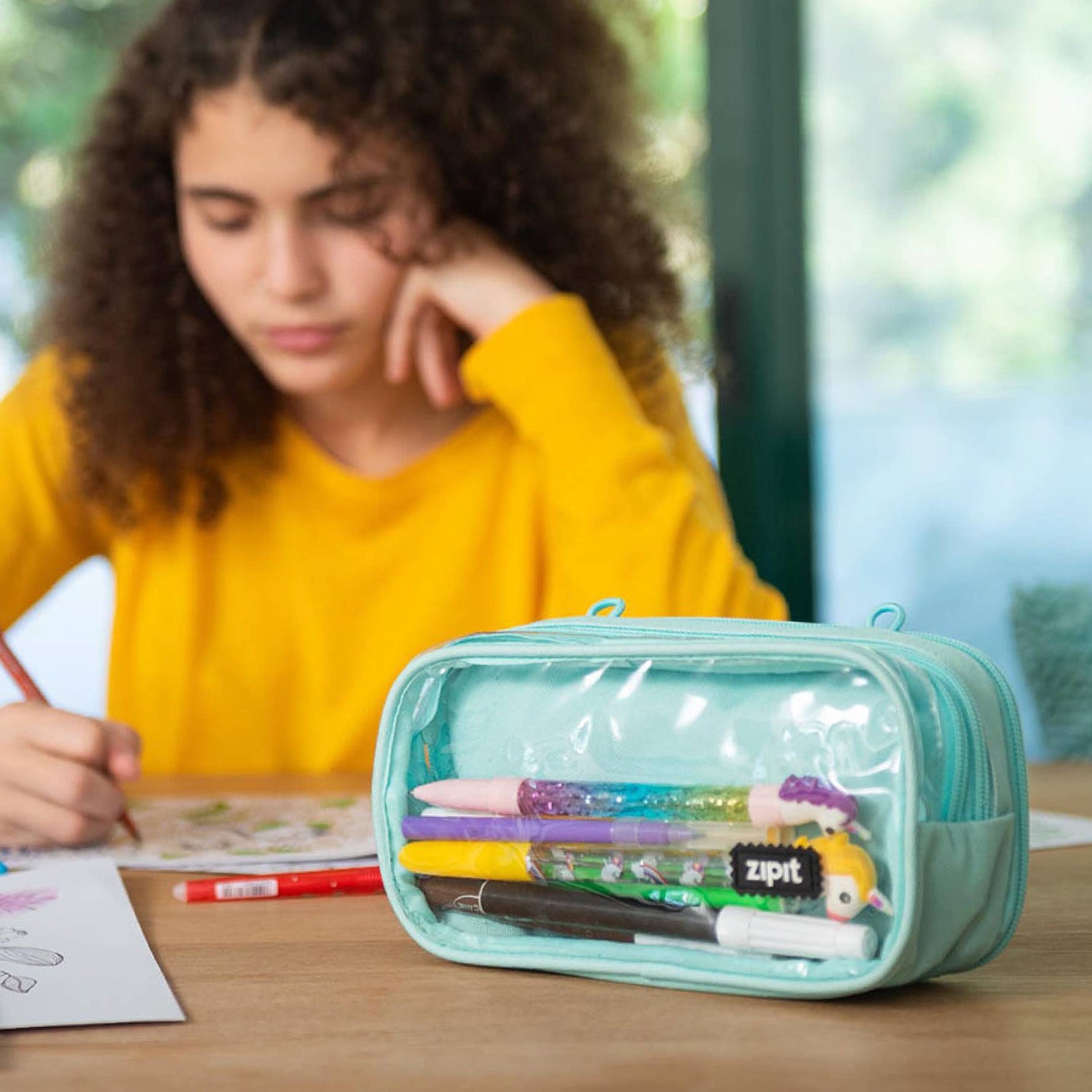 ZIPIT Half & Half Pencil Case, Aesthetic Pouch