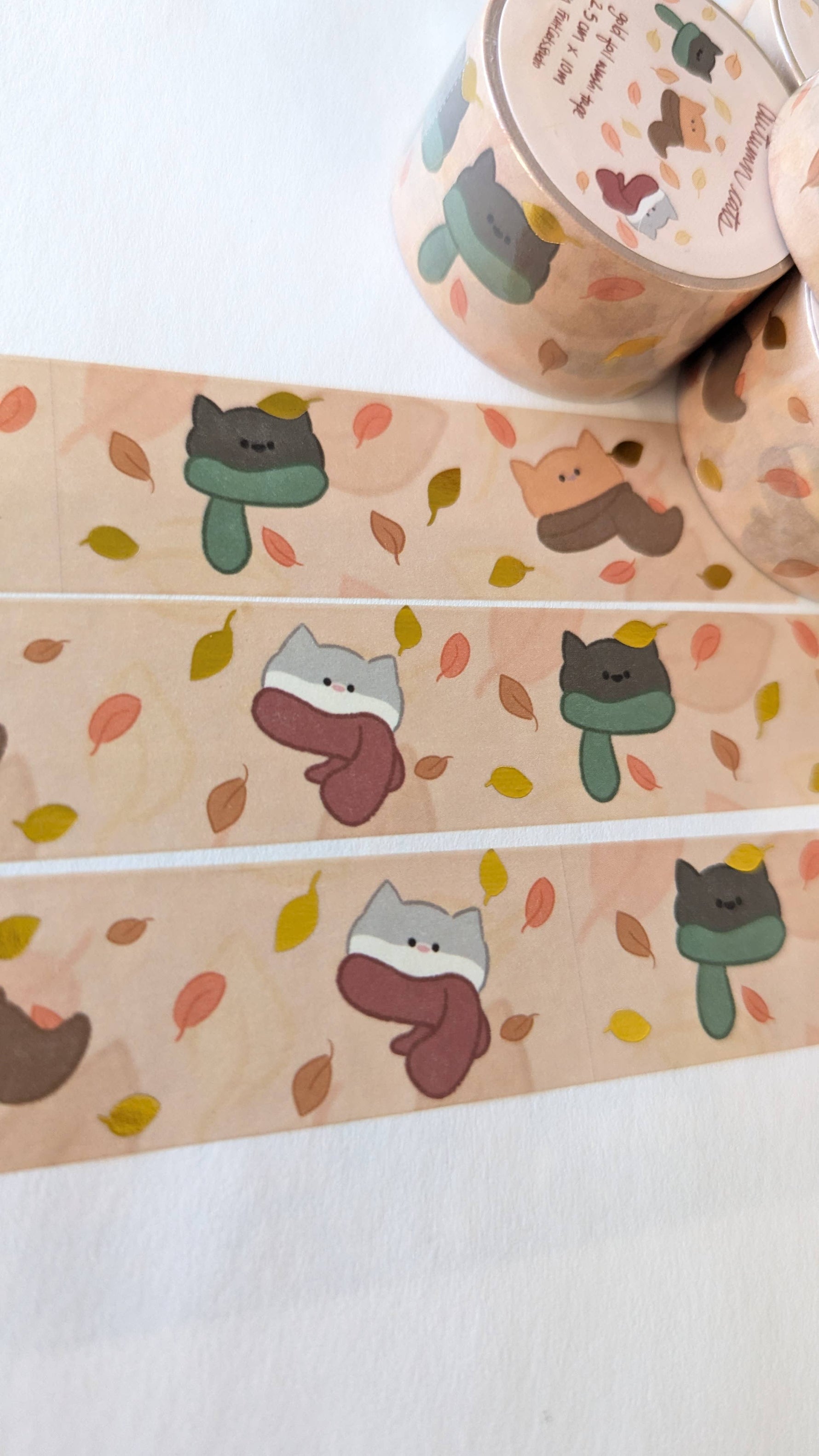 Cozy Cats Gold Foil Washi Tape