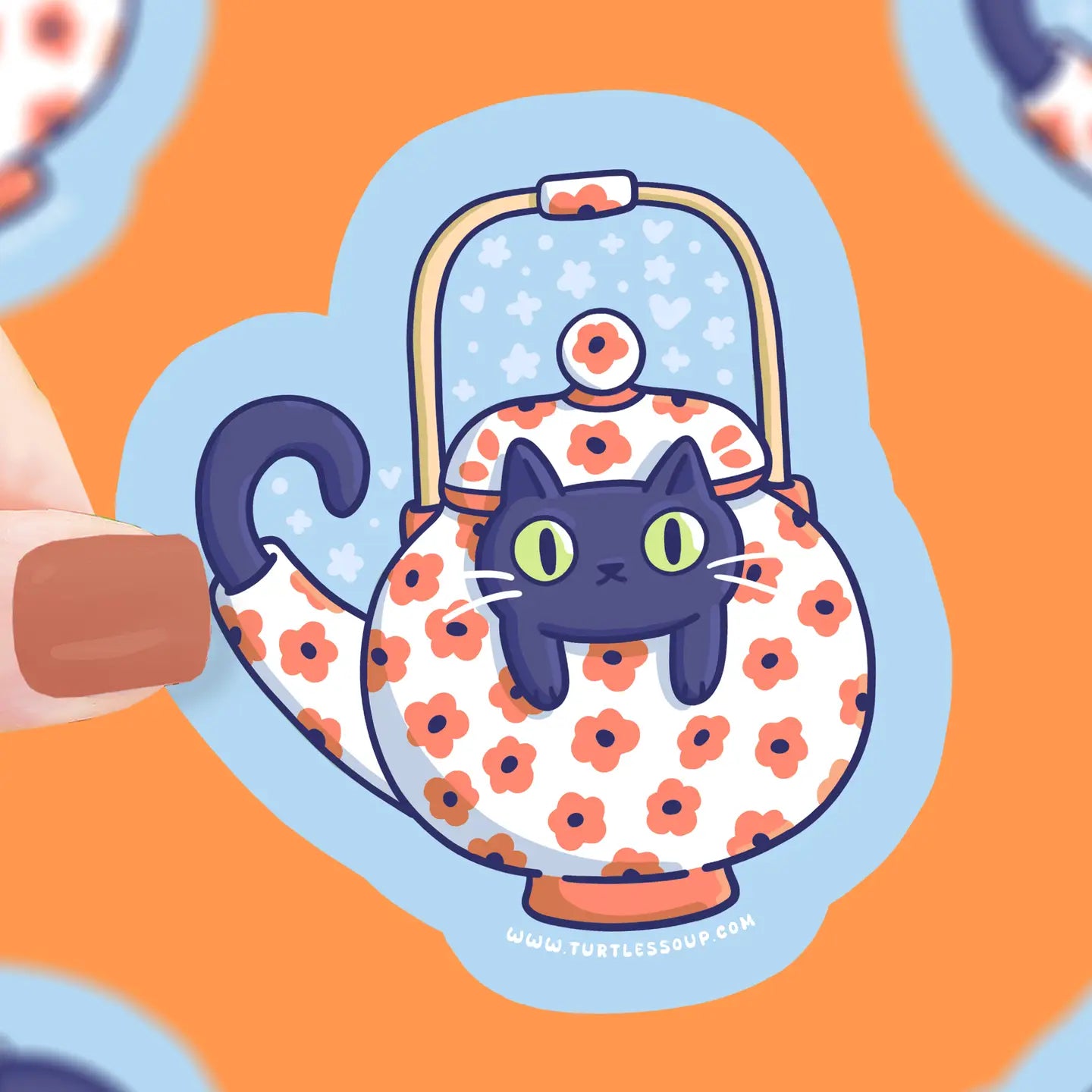 Teapot Kitty Vinyl Sticker