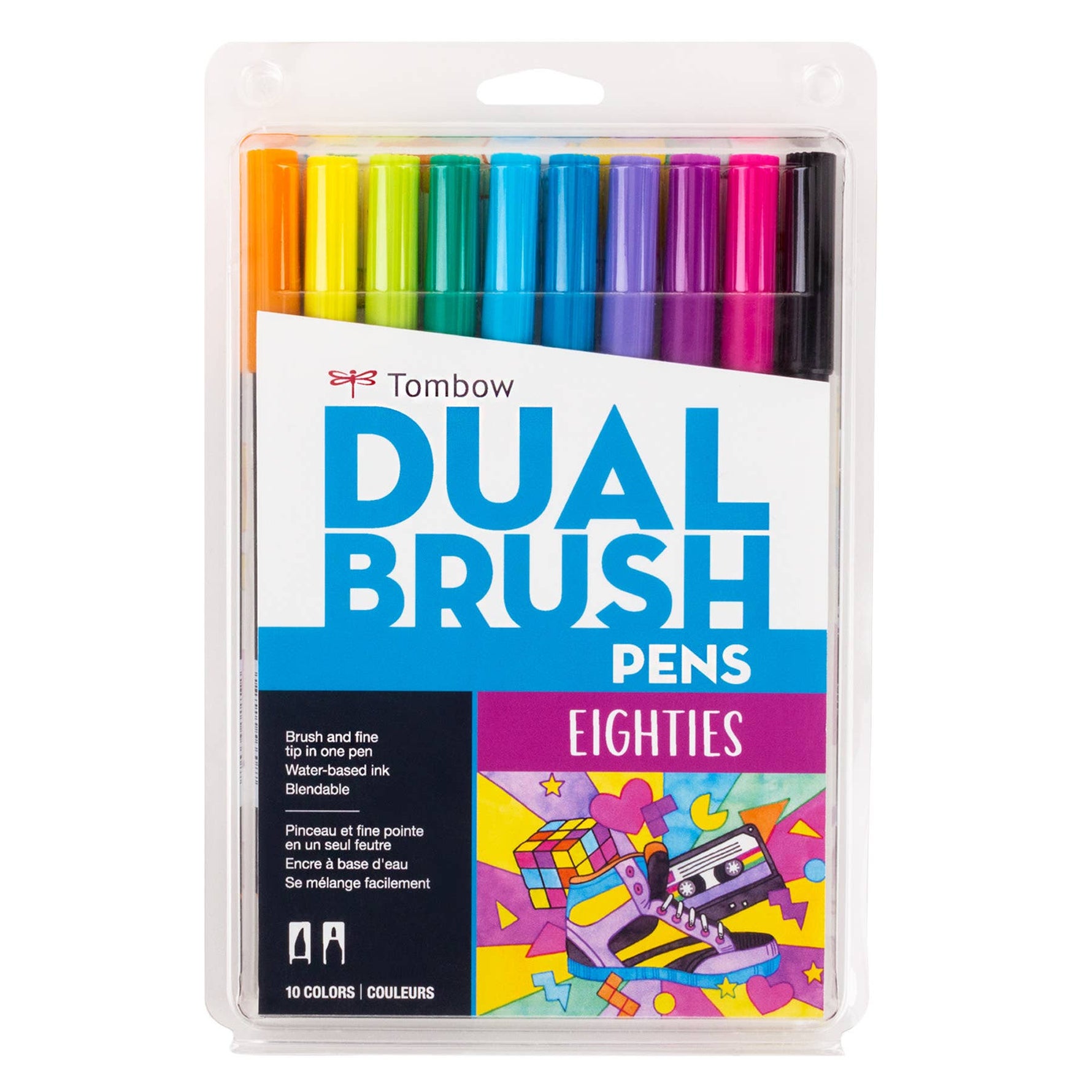 Dual Brush Pen Art Markers 10-Pack, Eighties