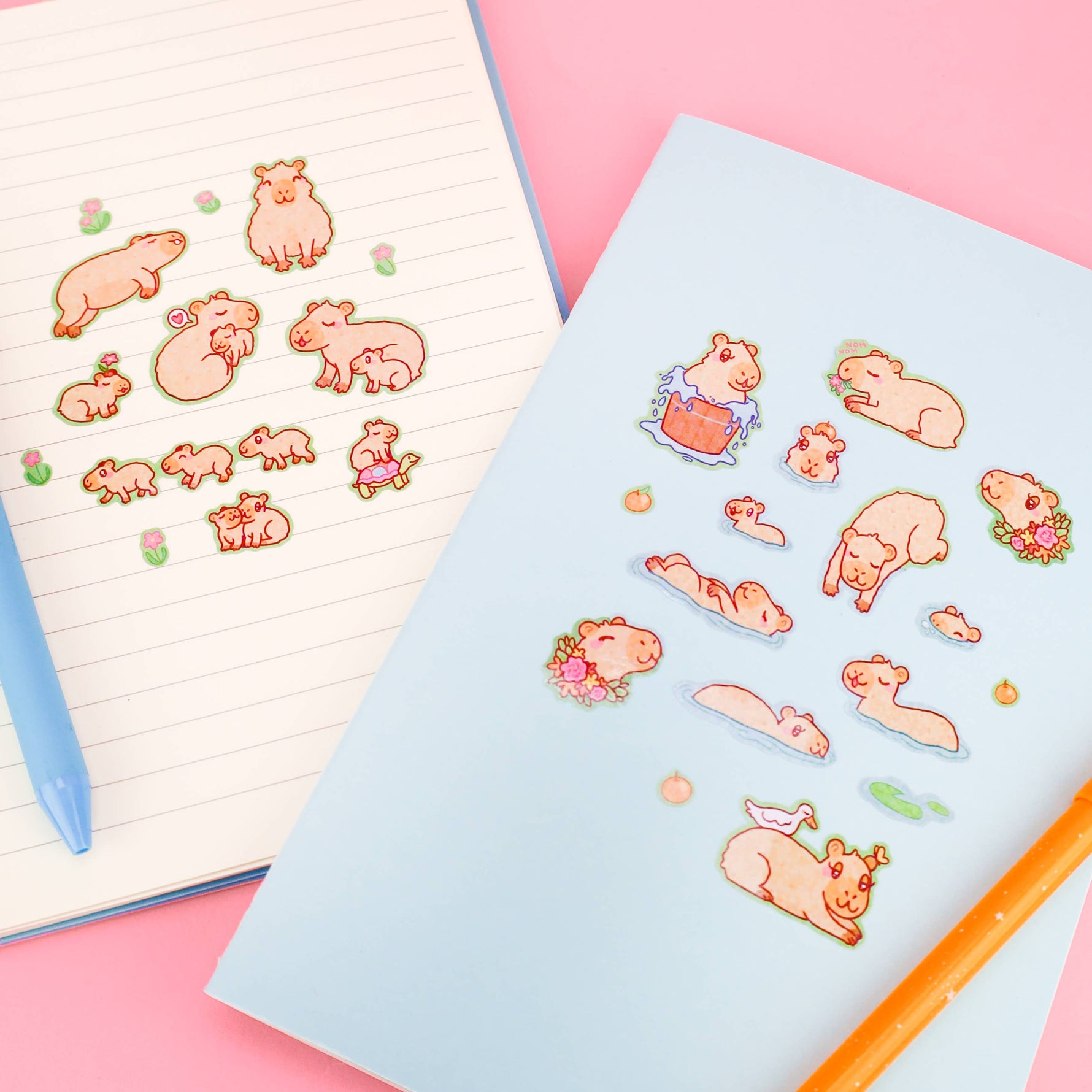 Funny Capybara Springtime Animal Cute Glitter Sticker Sheet