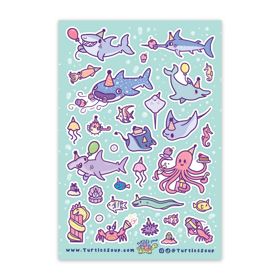 Ocean Birthday Party Glitter sticker sheet