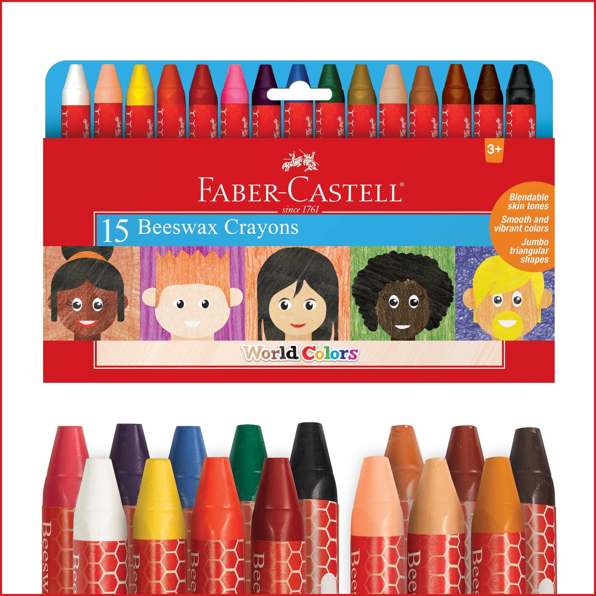 World Colors - 15 Beeswax Crayons with Skin Tones