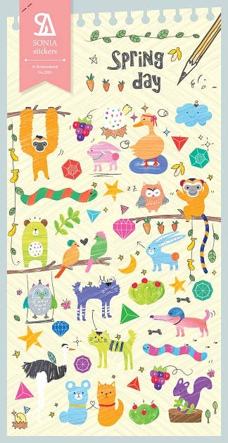 Spring Day Animal Sticker Sheet